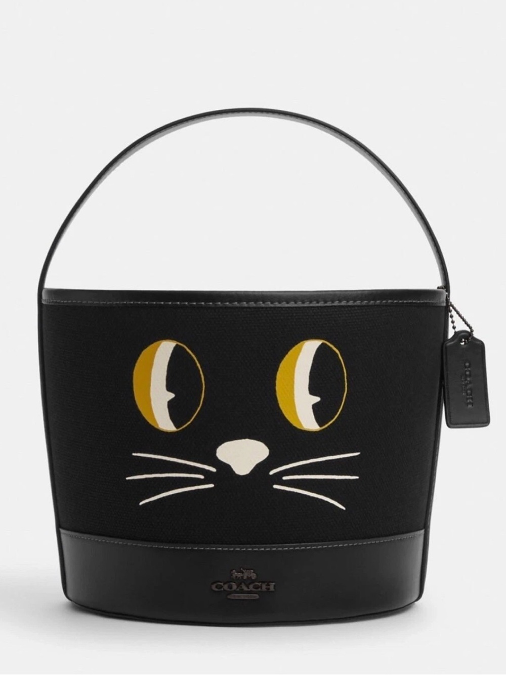 Coach Halloween Black Cat Bucket Bag